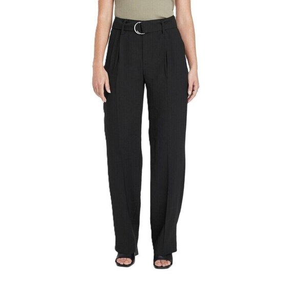 a new day Pants - A New Day Women's 14 High Rise & Relaxed Fit Black Casual Dress Pants w/ Belt